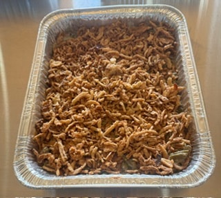 Green bean casserole in a baking dish